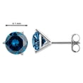 thumbnail image 3 of Mauli Jewels Ear Rings for Women 0.50 Carat Round Blue Diamond Martini Stud Earrings Carat 14K White Gold 3-prong, 3 of 5