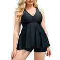 Chama Women's Plus Size Two Piece Bathing Suits Flowy V Neck Tankini