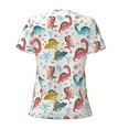 thumbnail image 4 of Naloa Dinosaur Print T-Shirts Short Sleeve V Neck Tees for Women Fashion Tops Trendy Lightweight Soft Casual Summer Outfits Clothes, 4 of 5