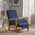 thumbnail image 3 of GDF Studio Neihart Contemporary Channel Stitch Pushback Recliner, Navy Blue Fabric and Teak, 3 of 12