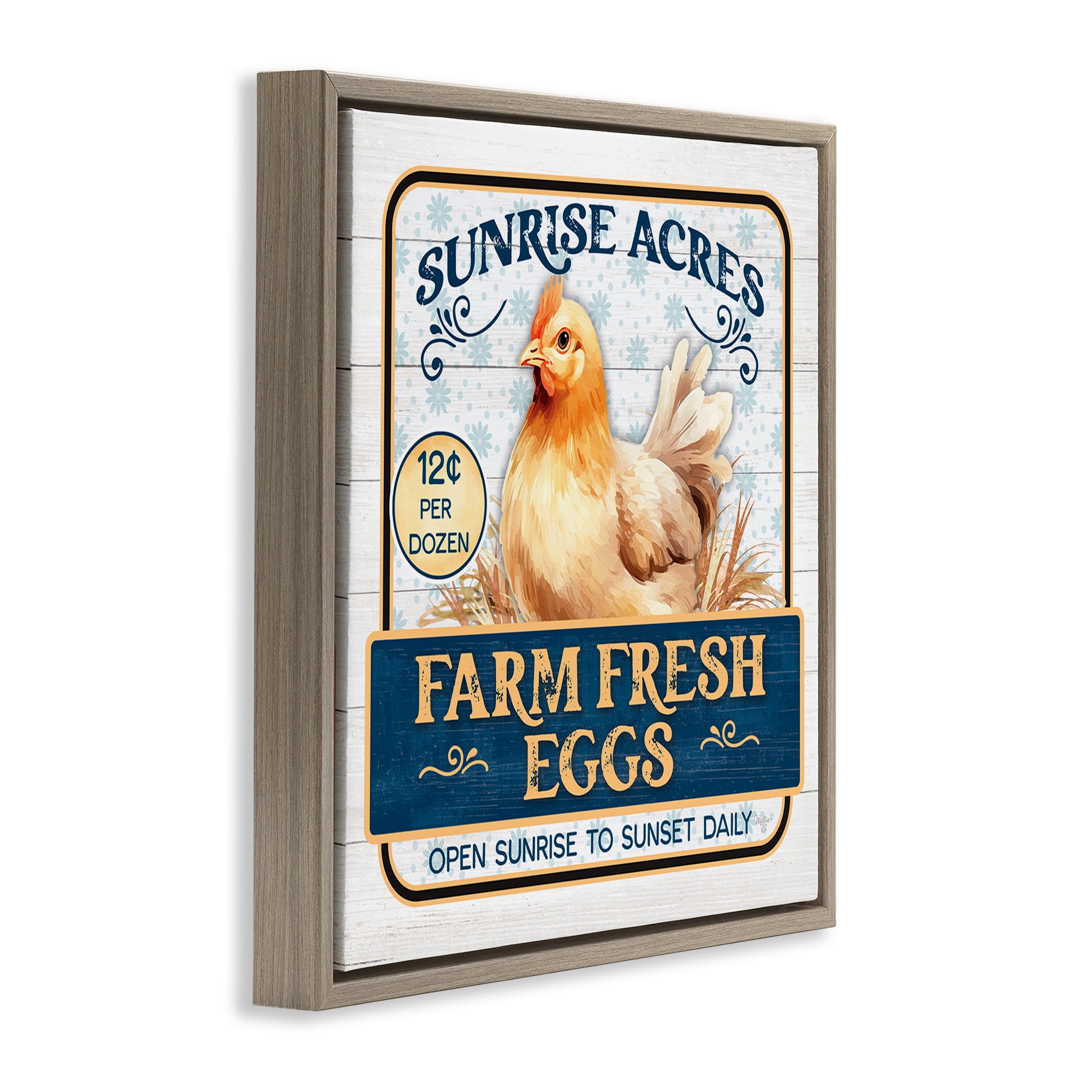 Stupell Industries Farm Fresh Eggs Animals & Insects Painting Brown Floater Framed Canvas Art Print Wall Art, 25 x 25
