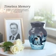 thumbnail image 6 of Penguins Little Cremation Urns For Ashes Adult Female Mother, Small Urns For Human Ashes Keepsake For Man, Miniature Urn For Mother And Father, Blue Mini Urn For Burial In Ground, 3 Inch, 6 of 7