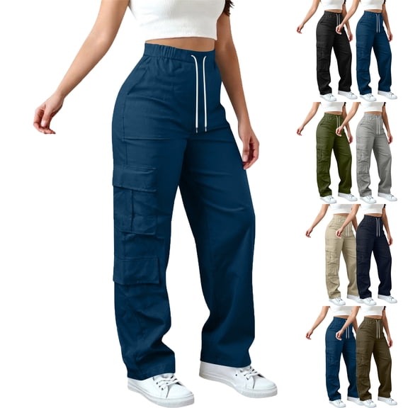 Zeliretfy Womens Pants Tall Long legs Cargo Pants Workout Joggers Stretch Sweatpants Hiking Drawstring Pants with Multi Pockets Pants for Women