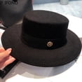 thumbnail image 2 of Sombreros de Fedora para mujer, sombrero de banda de cinta de boda, sombrero de Jazz de fieltro para hombres, gorra de vestir de Bowler elegante, moda superior plana, Iglesia de Panamá, 2 of 4