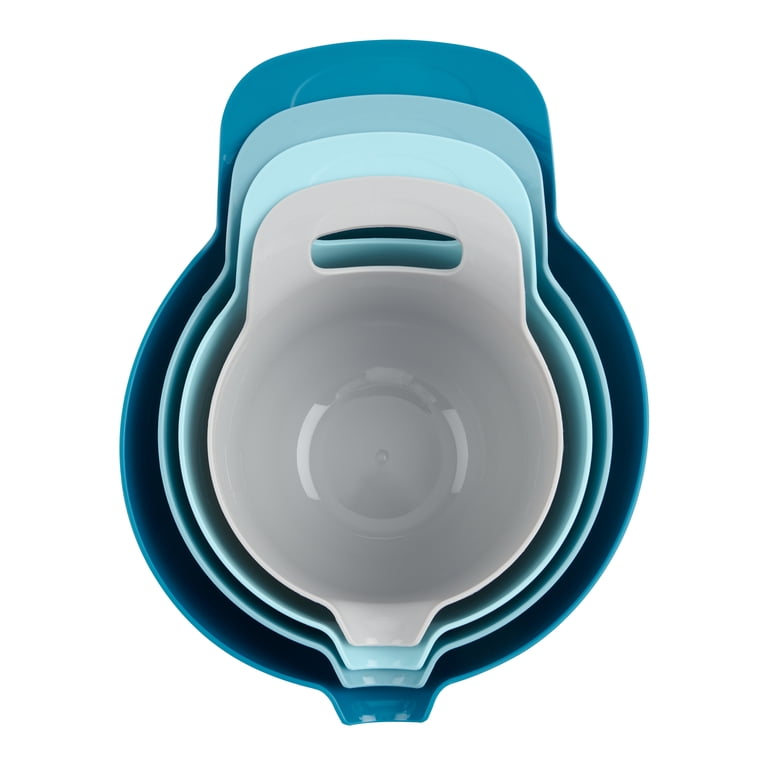 Mainstays 4-Piece Nesting Plastic Mixing Bowl Set, Blue photo 6
