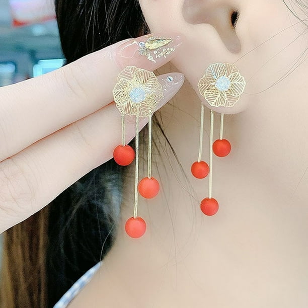 Flower tassel best sale earrings