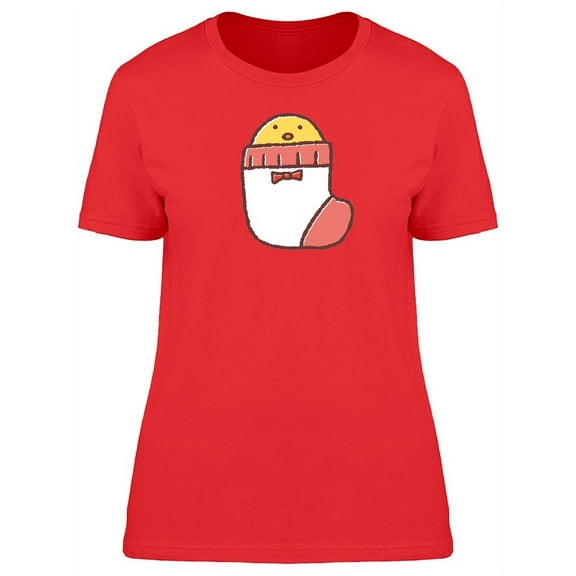 Cute Chicken In A Sock Cartoon T-Shirt Women -Image by Shutterstock, Female Small