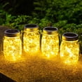thumbnail image 1 of Tarros de cristal con energía solar, luces de hadas de alta calidad, resistentes al agua y al óxido, para decoración de bodas, patios, jardines, 30 LED por linterna, 4 unidades, 1 of 5