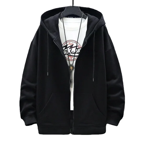 Sudadera con capucha de moda para hombre, cárdigan con capucha, chaqueta clásica de Color sólido, abrigo de manga larga con cremallera, ropa informal, otoño