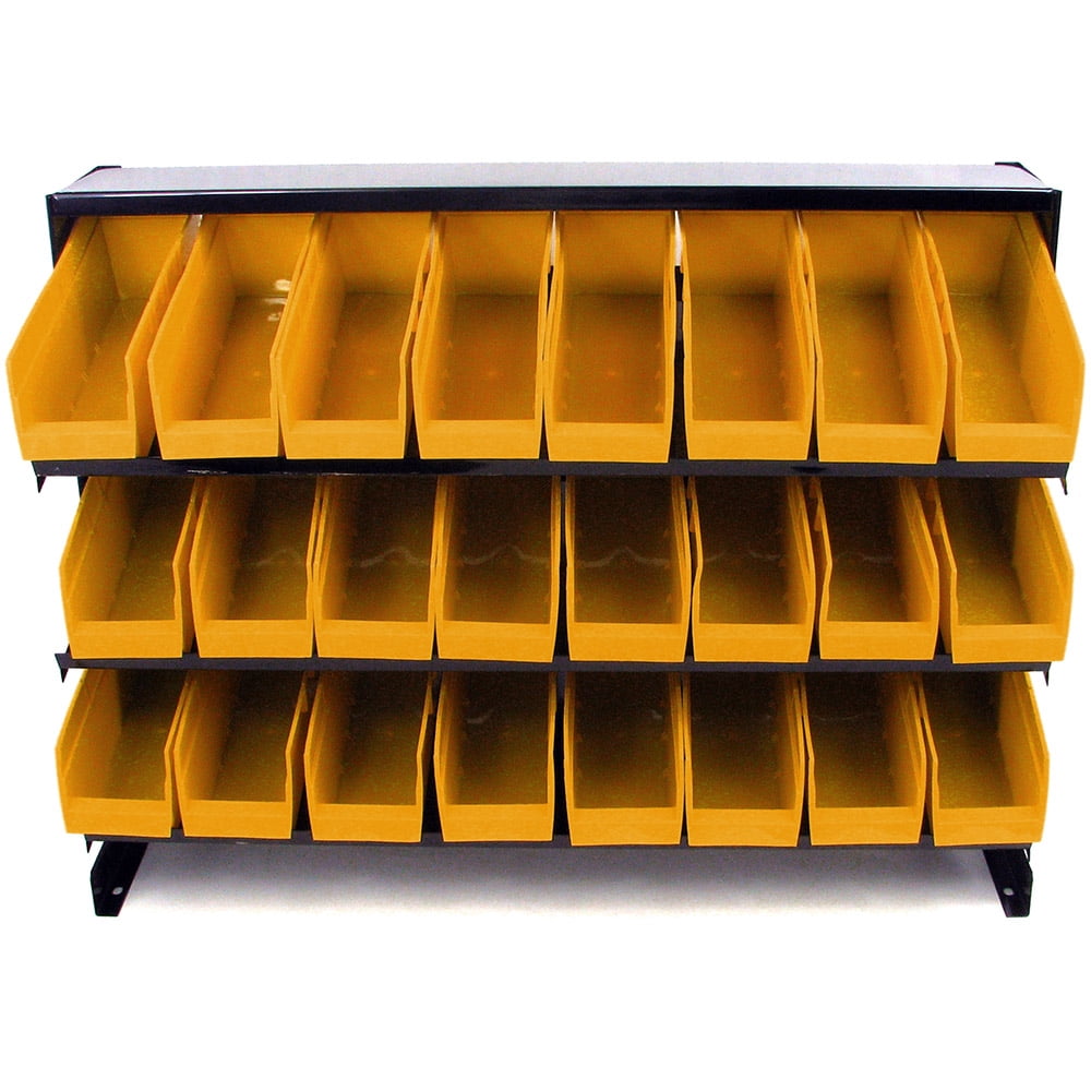 Stalwart Powder-Coated Steel Storage Rack with 24 Plastic Storage Bins