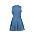 thumbnail image 4 of Inevnen Women Sleeveless Denim Mini Skater Dress Collared Button Down Short Swing Shirt Dress with Belt, 4 of 8