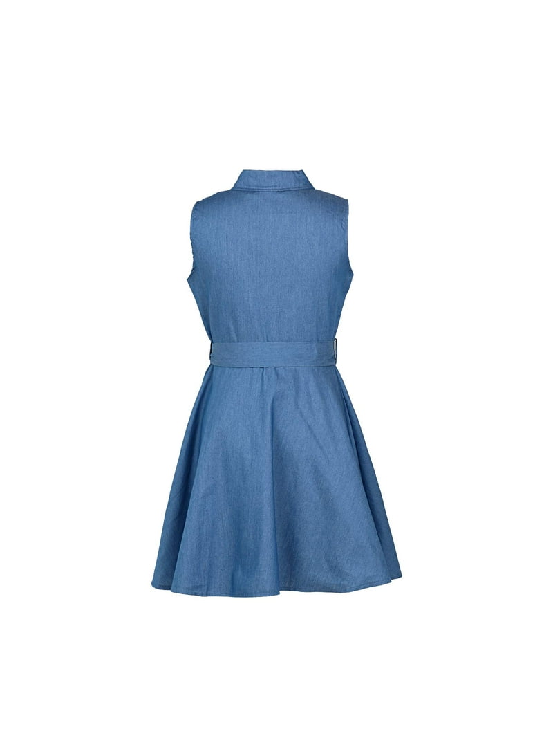Inevnen Women Sleeveless Denim Mini Skater Dress Collared Inevnen Women Sleeveless Denim Mini Skater Dress Collared