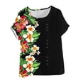 thumbnail image 4 of Xdegoge Cotton Linen Tunic Tops for Women Crewneck Short Sleeve Floral Print Shirts Asymmetrical High Low Hem Side Button Blouse Casual Summer Daily Flowy Loose Tees for Leggings, 4 of 5