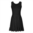 thumbnail image 3 of Meichang T Shirt Dresses for Women 2024 Sleeveless Scoop Neck Ruffle Tiered Mini Dresses Solid Pleated A-Line Dresses Flowy Summer Sundresses Black XXL, 3 of 5