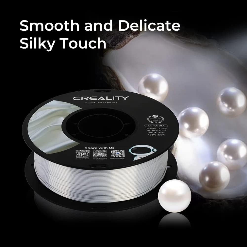 Creality Silk PLA Filament 12-Pack 1.75mm High Gloss 2.2lb Spools Clog-Free Use w Creality Ender CR Series & Most FDM Printers Silver 12 Unit per pack