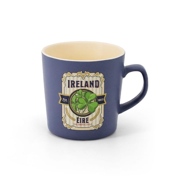 Irish Vintage Ceramic Mug Collection – 12oz Traditional Coffee & Tea Cup, Ireland Stripe Crest