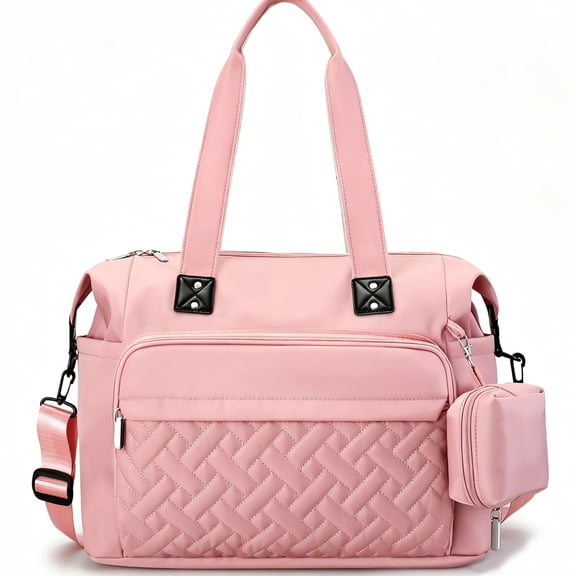 Diaper Bag Tote,HopePow Baby Diaper Bag with 3 Insulated Pockets Adjustable Shoulder Strap Dry & Wet Compartment Large Capacity Bag Maternity Mommy Travel Diaper Bag for Boys Girls,Women(Pink)