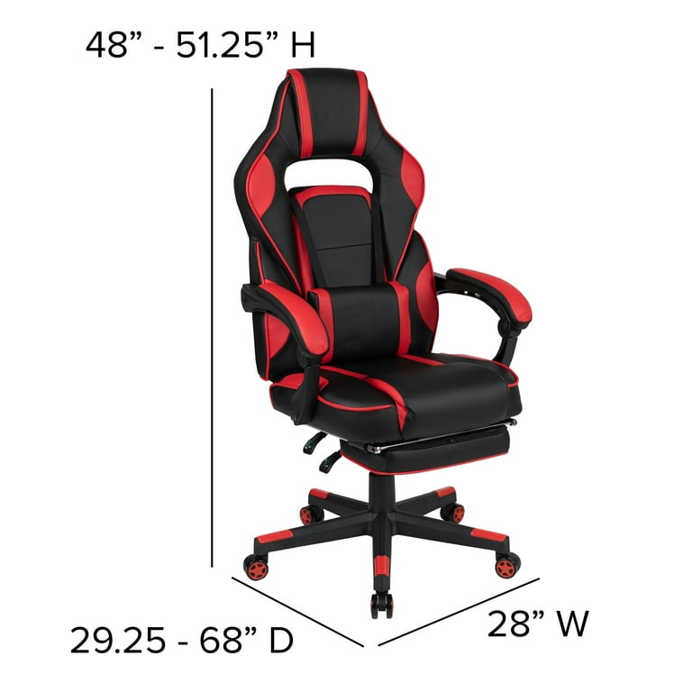 Flash Furniture Red Gaming Desk with Cup Holder/Headphone Hook & Gray  Reclining Gaming Chair with Footrest