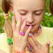 Topekada 120 Pcs Kids Fake Nails Press-on Nails,Pre-glue Full Cover, Glitter Gradient Color Rainbow Short False Nail Art Kits Set for Girls(Multicolor)
