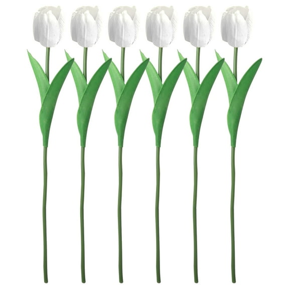 SUSHANG 6Pc Tulip Artificial Flowers Artificial Leaf Outdoor Fall Flowers for Decoration No Fade Faux Plastic Autumn Flower Garden Porch Window Box Decor