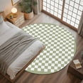 thumbnail image 3 of 3.3ft Round Rug, Sage Green Plaid Non-Skid Rubber Backing Large Area Rugs - Living Room Bedroom Home Office, Farmhouse Green White Checkered Lace Indoor Floor Mat Carpets Washable Rug, 3 of 9