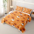thumbnail image 3 of Homewish Bright Halloween Witch Ghost Twin Quilt Set,Pumpkin Stars Bat Pattern Twin Coverlet Set,Orange Black,2pcs, 3 of 7