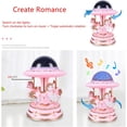 thumbnail image 3 of Caja de música con diseño de carrusel, caja de música giratoria de madera, decoración de escritorio para decoraciones navideñas de cumpleaños (rosa) ER, 3 of 5