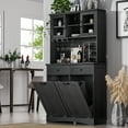 thumbnail image 2 of HARIPUL 2-in-1 Kitchen Trash Cabinet & Pantry Cabinet, 26 Gallon Garbage Can, Freestanding Tilt Out Storage Cabinet w/ Shelves for Kitchen & Living Room, Black, 2 of 11