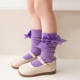 thumbnail image 4 of Rggeeun Baby Socks Ribbed Knee High Socks with Bow Boys Girls Cozy Cotton Socks Fall Winter Outdoor Play Simple,Purple,One Size, 4 of 5