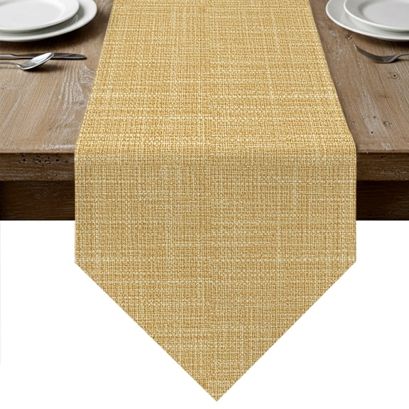 Yellow Table Runner Linen Burlap Table Runner 72 Inches Long Rustic Farmhouse Solid Color Dresser Scarves for Kitchen Island Coffee Dining Room Party Wedding Banquet Holiday Decoration 13"x72"