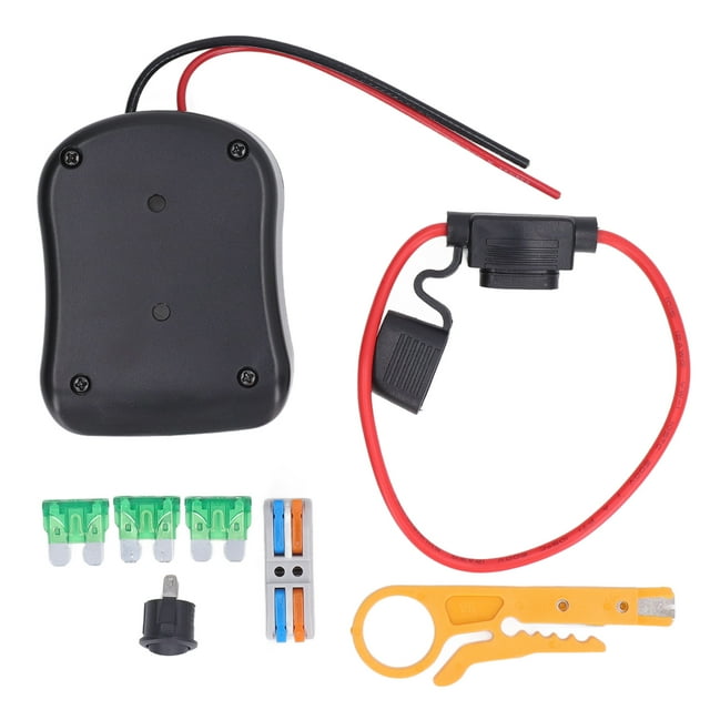 Kit de adaptador y convertidor de batería, conector de alimentación de base de cable 12 AWG con interruptor y fusible para baterías de iones de litio de 18 V y 14,4 V.