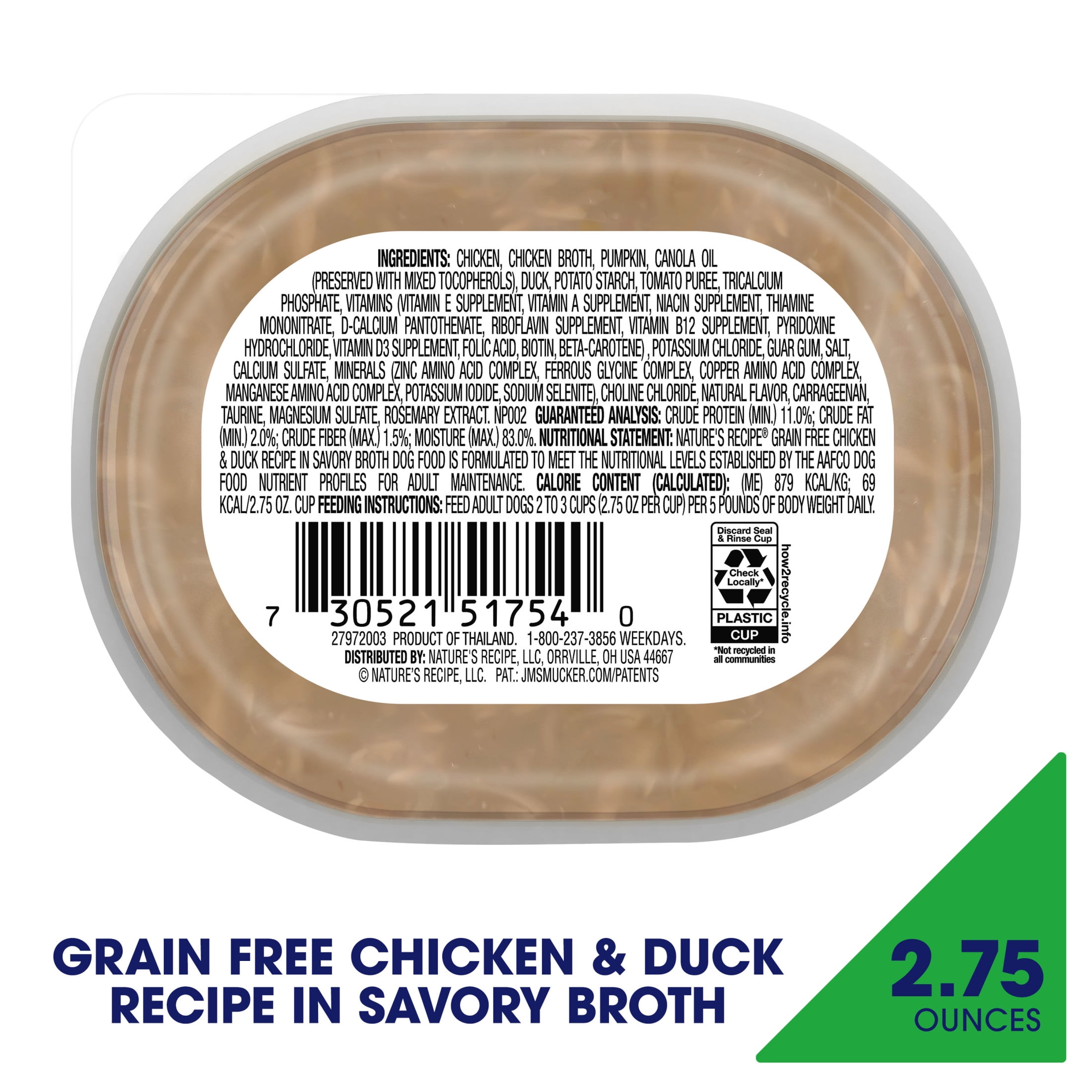 (12 pack) Nature's Recipe Grain Free Chicken & Duck in Savory Broth Wet Dog Food, 2.75 oz Cup