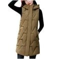 thumbnail image 6 of Brondbend Vest Jacket for Women Women’s Winter Coat Hooded Sleeveless Pocket Zipper Outerwear Solid Color Casual Loose Fit Coats Lady Work Tops Khaki, 6 of 6