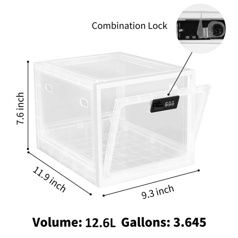 Locbbie Lockable Storage Box, 12.6L Clear Plastic with Combination Lock photo 4