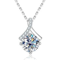 2CT Brilliant Round Cut Simulated Diamond Cluster Solitaire D Color VVS1 Clarity Pendant 925 Sterling Silver 14K White Gold Plated