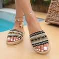 thumbnail image 6 of HNMKIU Platform Sandals Summer Flat Slide Style for Women Breathable Woven Fabric Casual Beach Slides with Sole for Indoor Outdoor Comfort Summer Shoes Black,6, 6 of 9