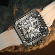 Boderry Skeleton Watches Mens Square Titanium Automatic Mechanical STORM Luxury Clock 100M Waterproof Mechanical Watch For Men