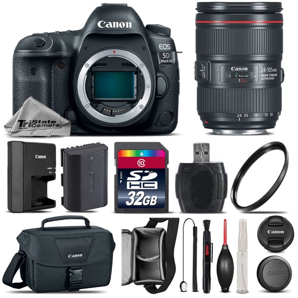 Canon EOS 5D Mark IV Full Frame 30.4MP Camera + 24-105mm f/4L IS II - 32GB  Kit