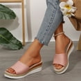 thumbnail image 6 of Sandals for Women Clearance, Xunlbb Women's Fashion Casual Summer New Solid Color Thick Bottom Beach Fish Mouth Wedge Slippers(Pink,Size:41), 6 of 9