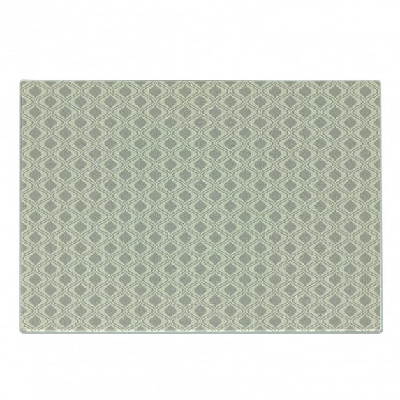 Retro Cutting Board, Abstract Ornament with Vertical Wavy Lines Curvy Old Fashioned Geometrical Tile, Decorative Tempered Glass Cutting and Serving Board, Small Size, Taupe and Beige, by Ambesonne