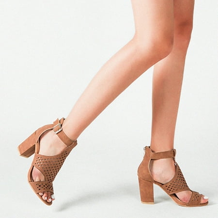 

Fjofpr Shoes Women s Shoes Casual Summer Fashion Roman Style Comfortable Belt Buckle Square High Heels Peep Toe Hollow Upper Sandals Hot