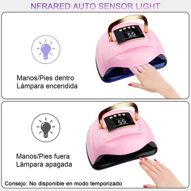 OUDOSPRS Lámpara Uv/Led Para Uñas 48W: Curado Rápido, 3 Modos De Tiempo, Protección Anti-Uv, Ideal Para Uso En Casa Y Salones