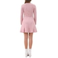 thumbnail image 3 of Vestido elegante de manga larga con volantes de ante sintético para mujer INSPIRE CHIC, cuello redondo, color rosa M, 3 of 6