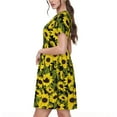 thumbnail image 2 of Fotbe Robe Tournesols à Motif Vintage Décontractée Mode Femme Manches Courtes Robe Maxi Robe T-Shirt Rayée Longue à Blocs de Couleur, 2 of 6