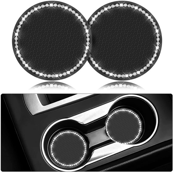 Car Coasters, 2 Pack PVC Car Cup Auto Holder Insert Coaster - Anti Slip Universal Vehicle Interior Accessories Cup Mats For Car