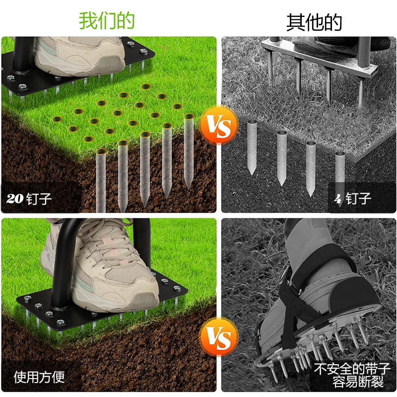BN-LINK Manual Lawn Aerator,20 Spikes Lawn Aerator Tool,Efficient Grass Aerator for Yard, Garden, Lawn Aeration, Soil Loosening