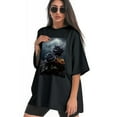 thumbnail image 3 of Plus Size Shirt for Women Oversized Black Tops for Women Short Sleeves Shirt for Women Roses T Shirt Crewneck Shirt for Women M, 3 of 5