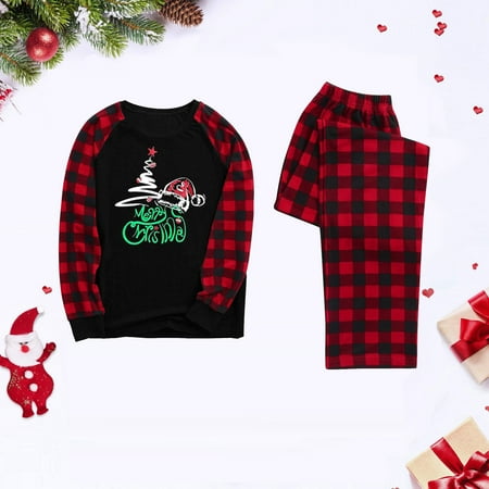 

Leutsin Christmas Men Printed Blouse Tops+Pants Xmas Family Matching Pajamas Set
