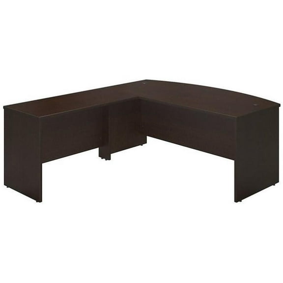 Scranton & Co 72W x 36D Bow L Computer Desk in Mocha Cherry