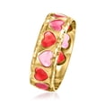thumbnail image 3 of Ross-Simons Italian Pink and Red Enamel Heart Ring in 14kt Yellow Gold, Women's, Adult, 3 of 6